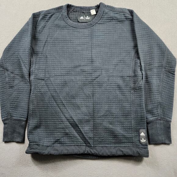 Adidas Reigning Champ Sweatshirt Crew Neck Pullover Waffle Knit Black Womens M - Picture 1 of 8